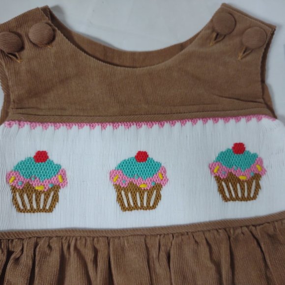 Smocked Cupcake Brown Jumper Baby Size 6M Remember Nguyen NEW - Picture 6 of 7